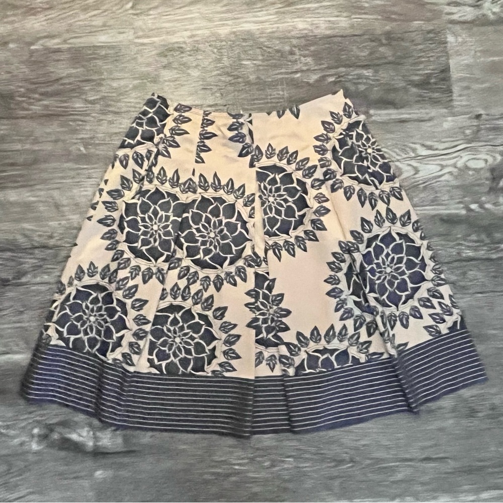 Talbots Floral A-Line Skirt - Navy and Cream - Picture 2 of 7